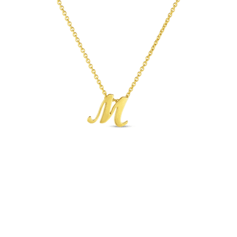18K YELLOW GOLD TINY TREASURES SCRIPT INITIAL M NECKLACE